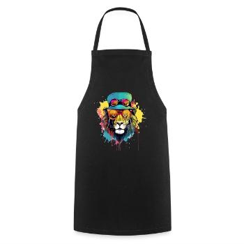 Noci le lion cool - Tablier de cuisine - noir - Devant - AI Model Male 185 dark (185cm)