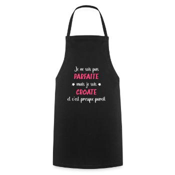 Je ne suis pas parfaite mais croate - Tablier de cuisine - noir - Devant - AI Model Male 185 dark (185cm)