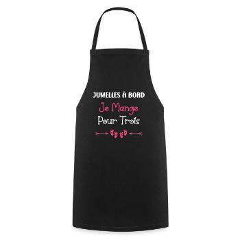 Jumelles a bord je mange pour trois - Tablier de cuisine - noir - Devant - AI Model Male 185 dark (185cm)