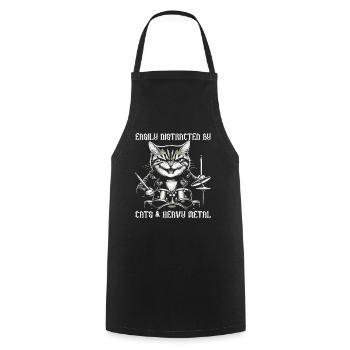 Chat Heavy Metal Musique Dire Humour Drôle - Tablier de cuisine - noir - Devant - AI Model Male 185 dark (185cm)
