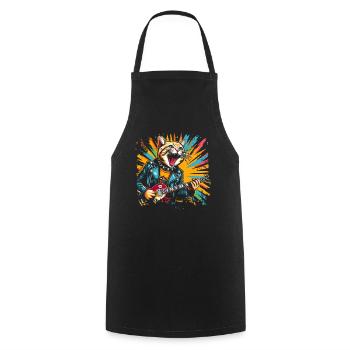 Rock Music Cat Funny Humor Gift Idea - Cooking Apron - black - Front - AI Model Male 185 dark (185cm)