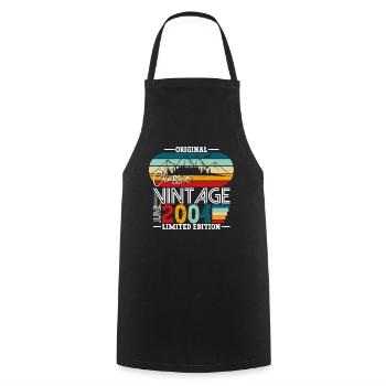 Original June Vintage 2004 19th Birthday Men - Cooking Apron - black - Front - AI Model Male 185 dark (185cm)