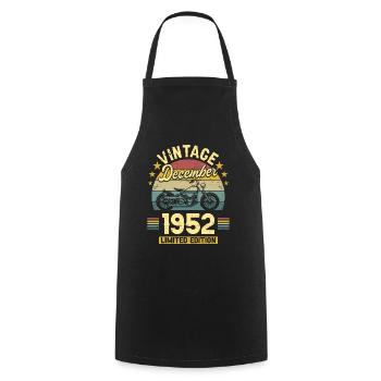 Vintage Décembre 1952 70 Ans Anniversaire - Tablier de cuisine - noir - Devant - AI Model Male 185 dark (185cm)