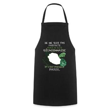 Reunionnaise Humour Femme Cadeau Citation - Tablier de cuisine - noir - Devant - AI Model Male 185 dark (185cm)