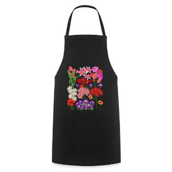 Wildblumen Bunte Blumen Blüten Geschenk Botanik - Kochschürze - Schwarz - Vorne - AI Model Male 185 dark (185cm)
