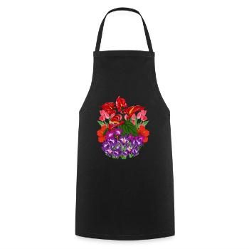 Fleurs de jardin colorées jardinier cadeau botanique - Tablier de cuisine - noir - Devant - AI Model Male 185 dark (185cm)