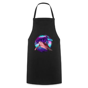 Sea Creatures Gift Colorful Turtle - Cooking Apron - black - Front - AI Model Male 185 dark (185cm)