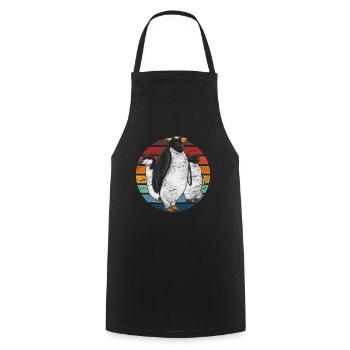 Pingouin rétro - Tablier de cuisine - noir - Devant - AI Model Male 185 dark (185cm)