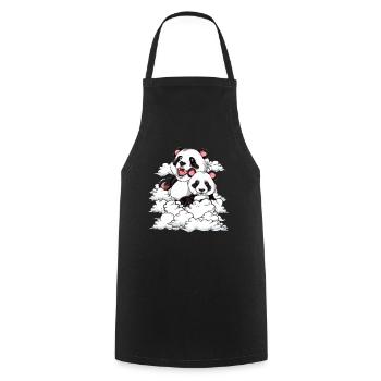 Cute Panda Bear Animal Gift Clouds Panda - Cooking Apron - black - Front - AI Model Male 185 dark (185cm)