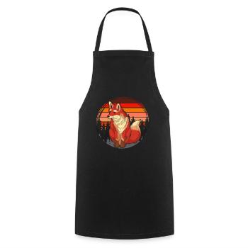 Tierliebhaber Wald Tier Geschenk Retro Natur Fuchs - Kochschürze - Schwarz - Vorne - AI Model Male 185 dark (185cm)