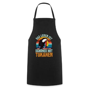 Das Leben ist schöner mit Tukanen Retro Tukan - Kochschürze - Schwarz - Vorne - AI Model Male 185 dark (185cm)