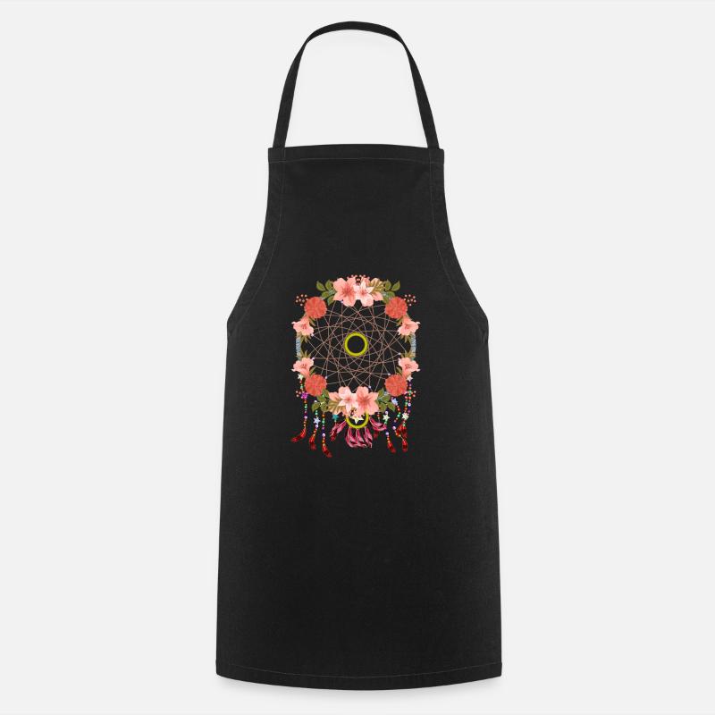 Boho Blumen Schmuck Esoterik Geschenk Traumfänger - Kochschürze - Schwarz