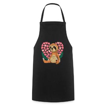 Zoo Animal Paresseux Coeur Cadeau Amour Paresseux - Tablier de cuisine - noir - Devant - AI Model Male 185 dark (185cm)