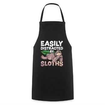 Easily distracted by sloths Funny sloth - Cooking Apron - black - Front - AI Model Male 185 dark (185cm)