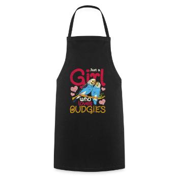 Bird Lover Animal Girl Gift Budgie - Cooking Apron - black - Front - AI Model Male 185 dark (185cm)