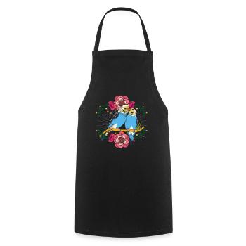 Blumen Vogel Geschenk Niedliches Wellensittich - Kochschürze - Schwarz - Vorne - AI Model Male 185 dark (185cm)