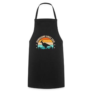 Rawrsome Since 2014 Parasaurolophus 9th Birthday - Cooking Apron - black - Front - AI Model Male 185 dark (185cm)