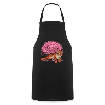Cherry Blossom Tree Predator Cadeau Sakura Tiger - Tablier de cuisine - noir - Devant - AI Model Male 185 dark (185cm)
