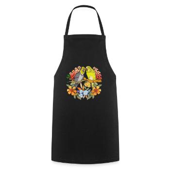 Vogel Ornithologe Geschenk Hübsches Blumen Sittich - Kochschürze - Schwarz - Vorne - AI Model Male 185 dark (185cm)