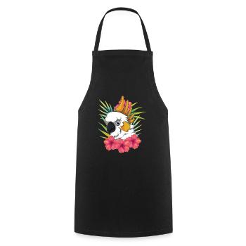 Perroquet Hibiscus oiseau Floral cadeau cacatoès - Tablier de cuisine - noir - Devant - AI Model Male 185 dark (185cm)