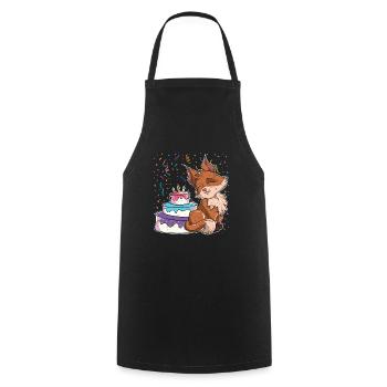 Nature Woodland Animal Birthday Party Gift Fox - Cooking Apron - black - Front - AI Model Male 185 dark (185cm)