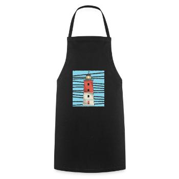 Phare de mer amant cadeau phare - Tablier de cuisine - noir - Devant - AI Model Male 185 dark (185cm)