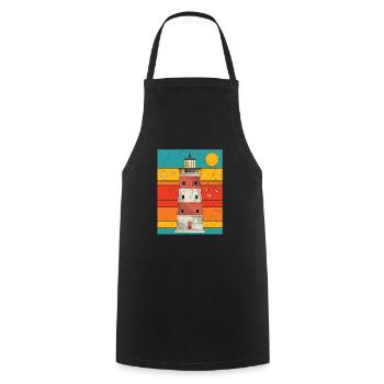 Rétro pleine lune mer cadeau phare - Tablier de cuisine - noir - Devant - AI Model Male 185 dark (185cm)