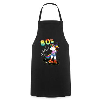 Costume Années 80 Vintage Rétro Licorne Roller - Tablier de cuisine - noir - Devant - AI Model Male 185 dark (185cm)