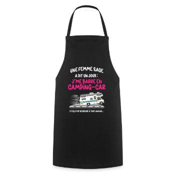 Camping car Femme Sage Mamie Retraite - Tablier de cuisine - noir - Devant - AI Model Male 185 dark (185cm)