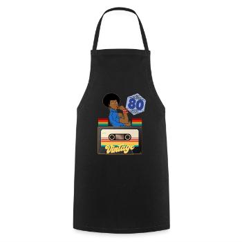 Femme Vintage Année 80 Vignette Auto - Tablier de cuisine - noir - Devant - AI Model Male 185 dark (185cm)