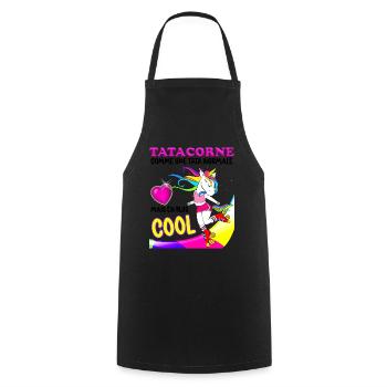 Auntie Love Auntie Vintage Unicorn 80s - Cooking Apron - black - Front - AI Model Male 185 dark (185cm)