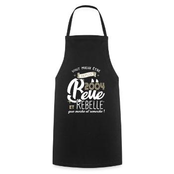 anniversaire 18 ans fille belle et rebelle 2004 - Tablier de cuisine - noir - Devant - AI Model Male 185 dark (185cm)