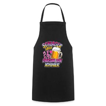 Schlager & Bier - darum bin ich hier - Musik - Kochschürze - Schwarz - Vorne - AI Model Male 185 dark (185cm)