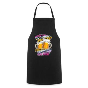 Schlager & Bier - darum bin ich hier - Musik - Kochschürze - Schwarz - Vorne - AI Model Male 185 dark (185cm)