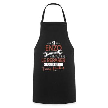 Si Enzo ne peut pas le réparer on est foutus - Tablier de cuisine - noir - Devant - AI Model Male 185 dark (185cm)
