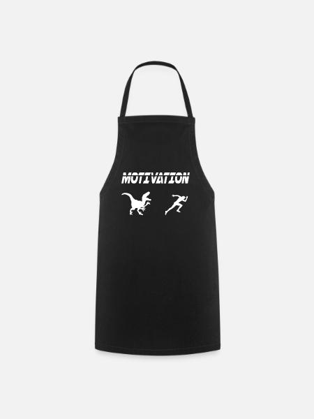 motivation sport running humor dinosaur - Cooking Apron - black