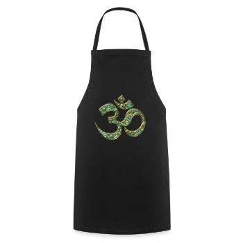 Sacred OM (AUM - I AM), turquoise, manifestation - Tablier de cuisine - noir - Devant - AI Model Male 185 dark (185cm)