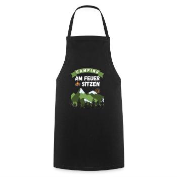 Camping am Feuer sitzen - Design - Kochschürze - Schwarz - Vorne - AI Model Male 185 dark (185cm)