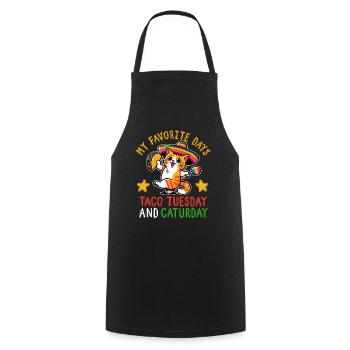 Taco Dienstag und Sonntag - Feinschmecker-Geschenk-Shirt - Kochschürze - Schwarz - Vorne - AI Model Male 185 dark (185cm)