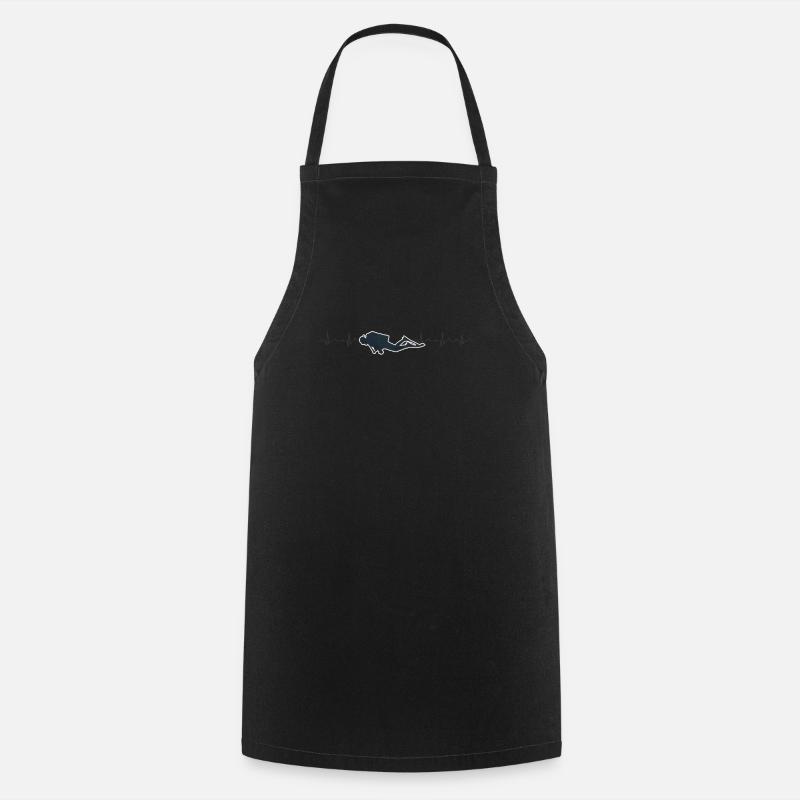 Diver - Diving - Diver - Heartbeat - Cooking Apron - black
