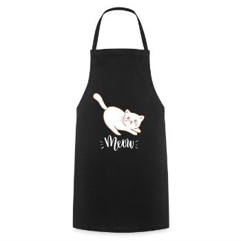 Mignon Kawaii drôle de chat disant miaulement - Tablier de cuisine - noir - Devant - AI Model Male 185 dark (185cm)