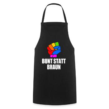 bunt statt braun - Kochschürze - Schwarz - Vorne - AI Model Male 185 dark (185cm)
