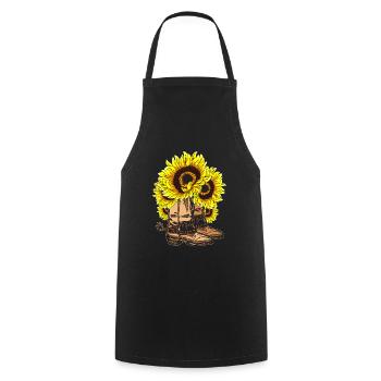Western cowboy boots gift sunflower - Cooking Apron - black - Front - AI Model Male 185 dark (185cm)