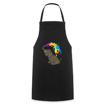Pan Flag Elephant LGBT Queer Gift Pansexual - Tablier de cuisine - noir - Devant - AI Model Male 185 dark (185cm)