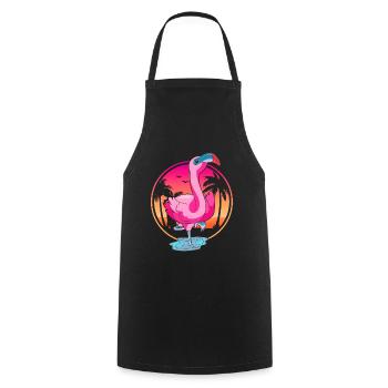 Tropical Bird Summer Sunset Pink Flamingo - Cooking Apron - black - Front - AI Model Male 185 dark (185cm)