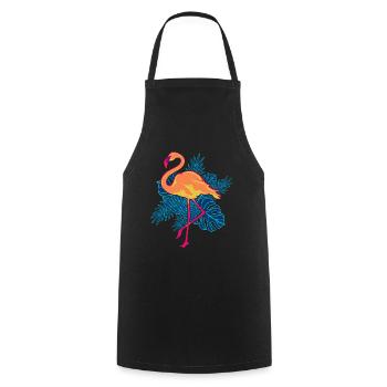 Rose Flamant Cadeau Été Zoo Animal Flamant Rose - Tablier de cuisine - noir - Devant - AI Model Male 185 dark (185cm)