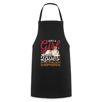 Aussie Dog Girl Gift Australian Shepherd - Cooking Apron - black - Front - AI Model Male 185 dark (185cm)