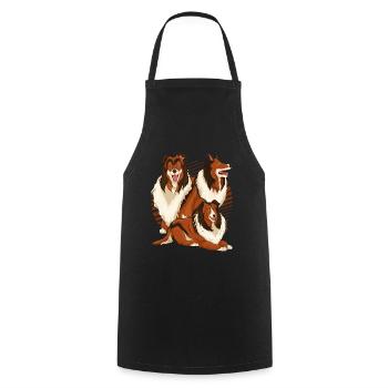 Chien rétro cadeau chien motif Pet Collie - Tablier de cuisine - noir - Devant - AI Model Male 185 dark (185cm)