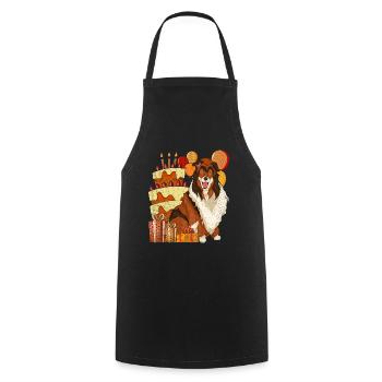 Long Hair Collie Dog Birthday Gift Idea Collie - Cooking Apron - black - Front - AI Model Male 185 dark (185cm)