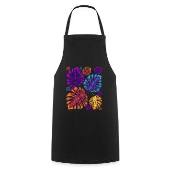 Colorful Tropical Leaves Gardener Gift Monstera - Cooking Apron - black - Front - AI Model Male 185 dark (185cm)